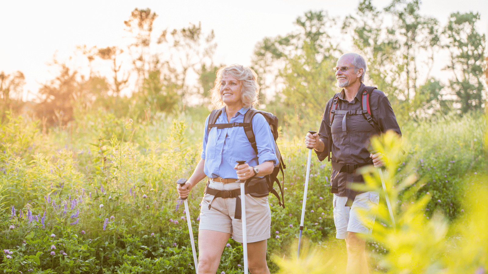 Elderly Couple Hiking Nature