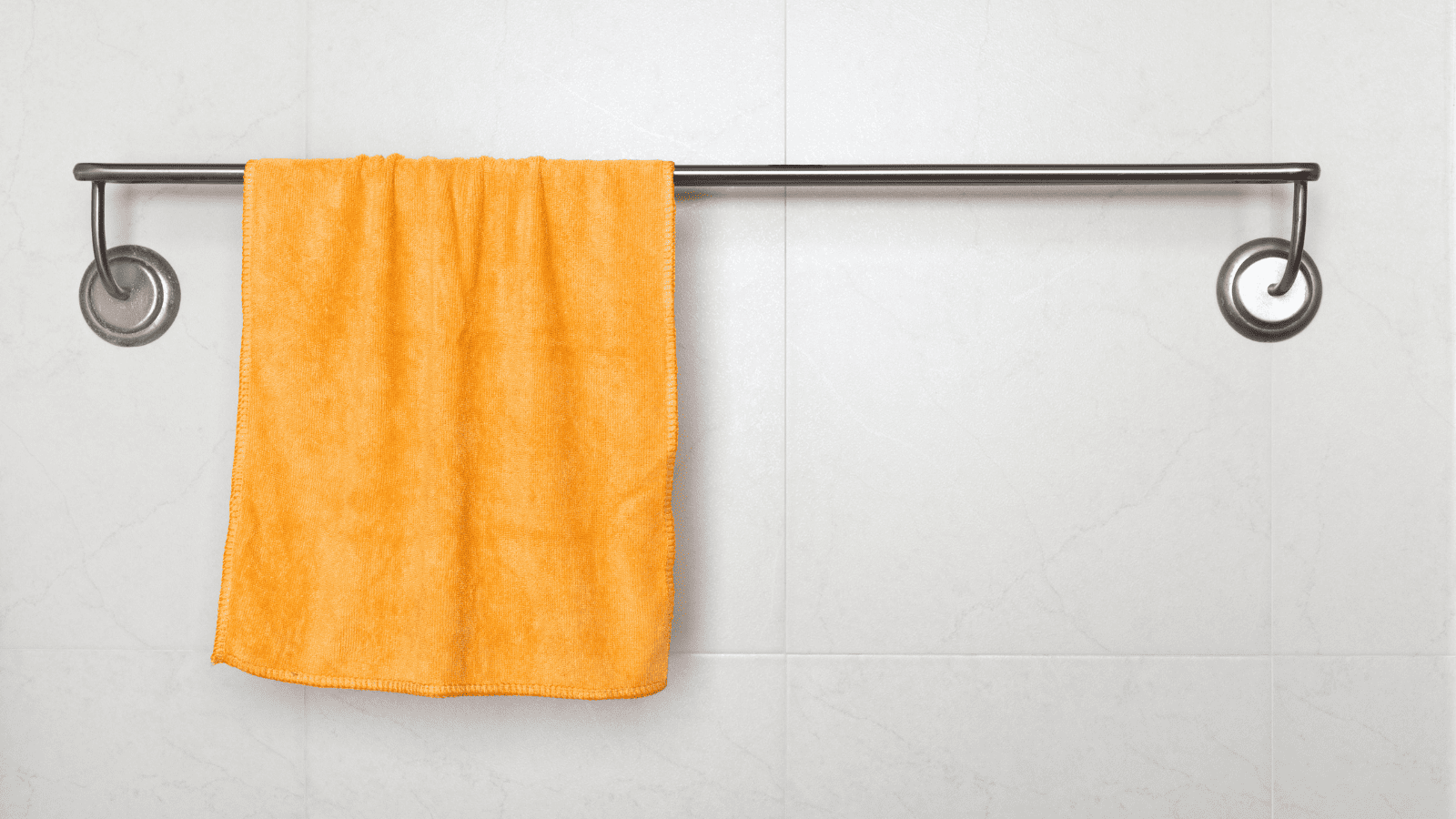 Microfiber towel hanging on rack