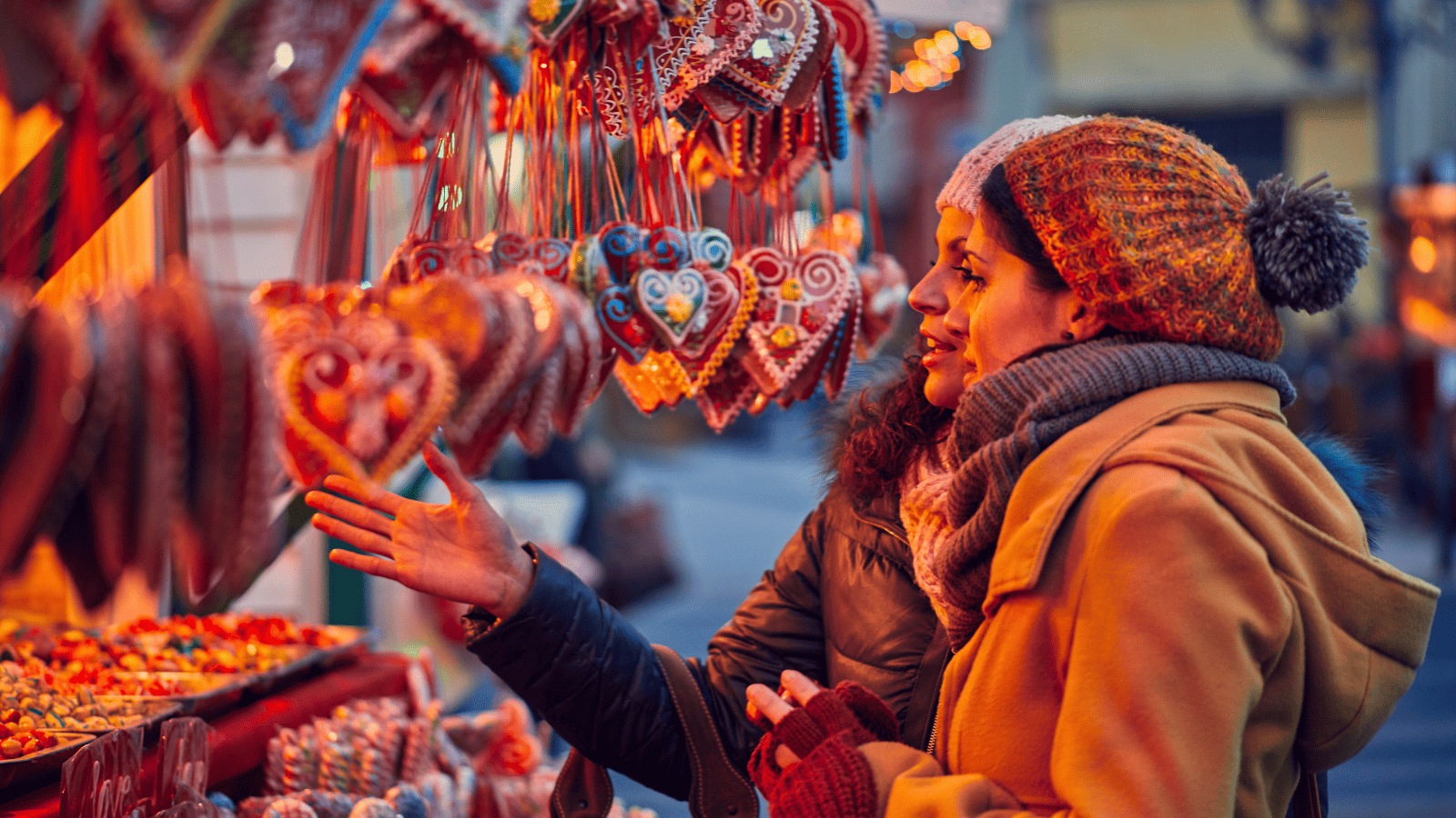 Two women at a Christmas market