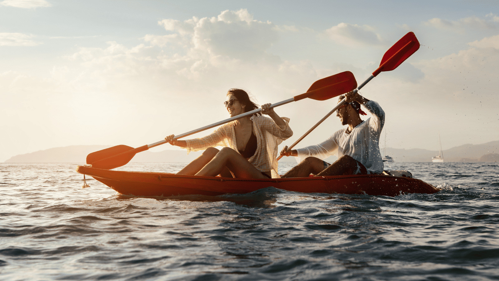 Man and woman kayaking