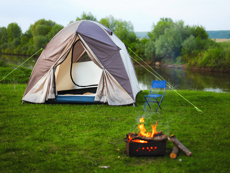 Camping by a lake
