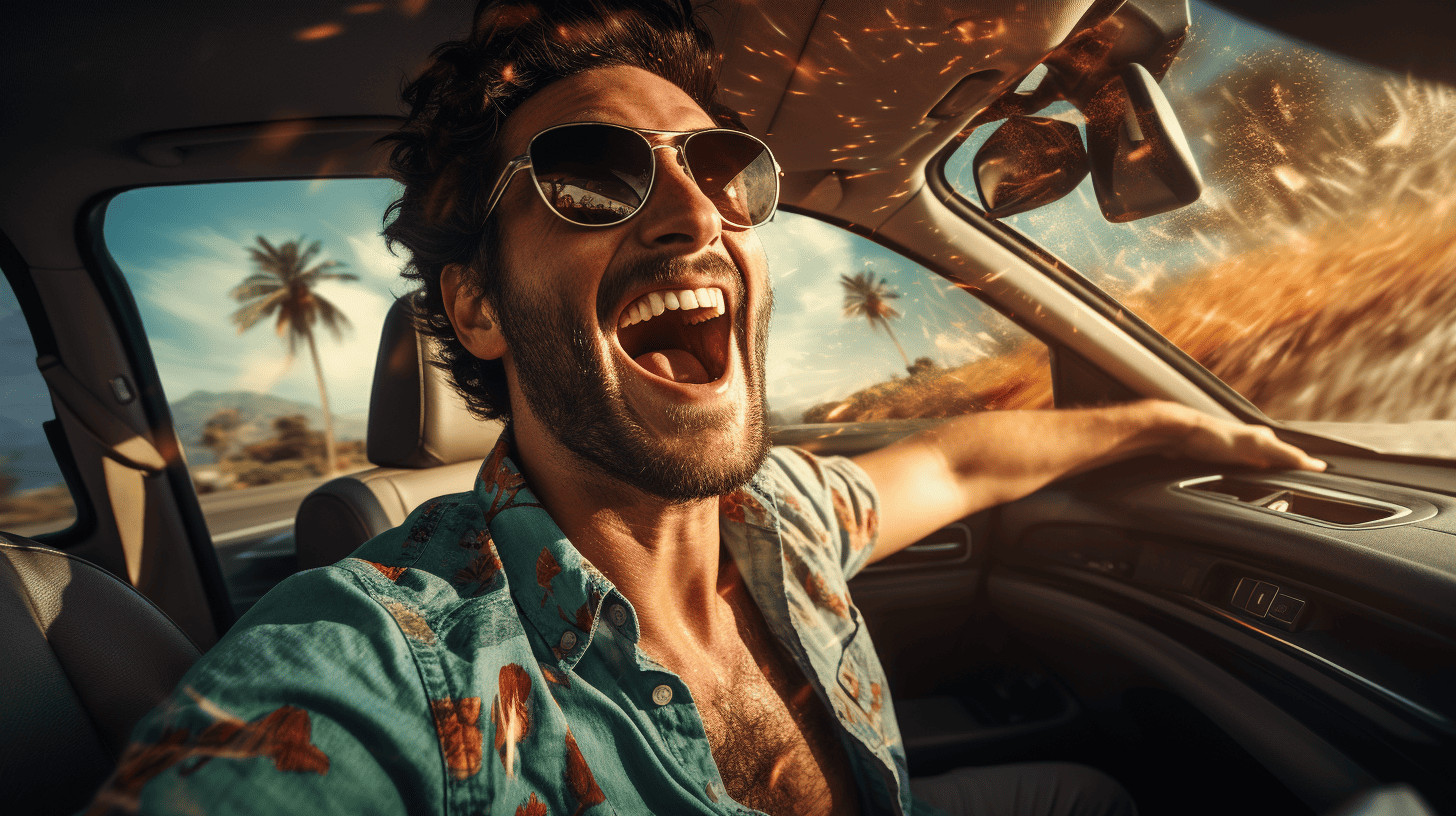 Man Happy To Be Driving