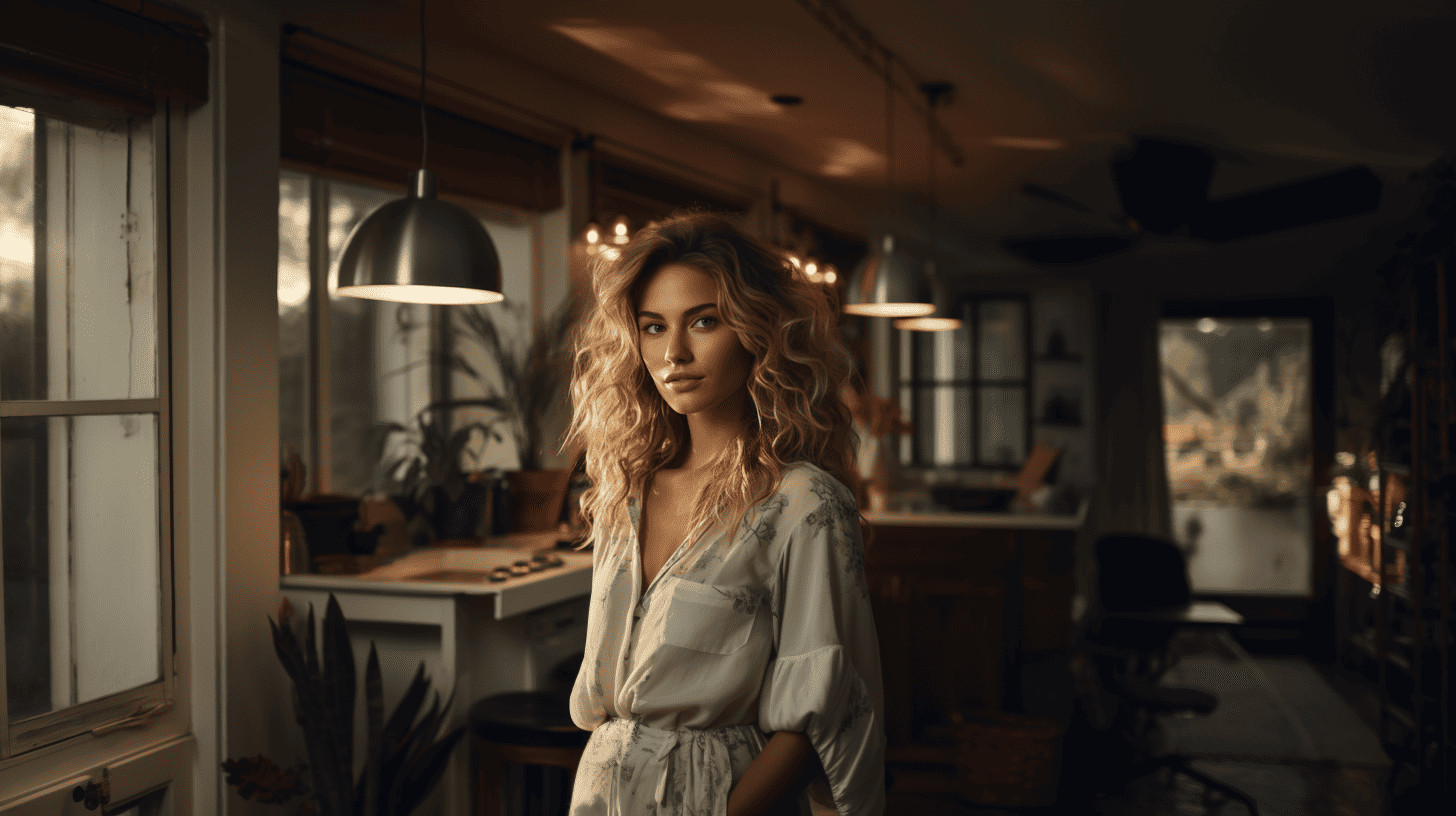 Woman in luxury kitchen