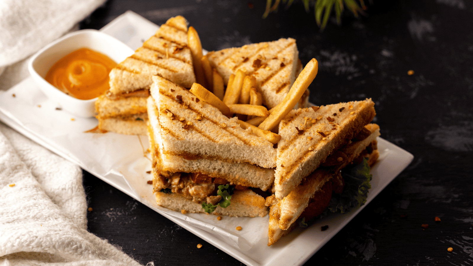 Sandwich and fries