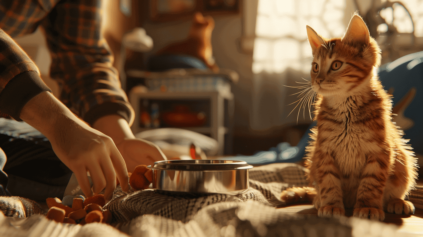 10 Things to Do Before You Leave for a Long Trip 2 Man feeding a cat