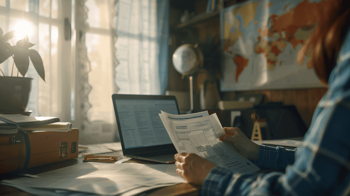 10 Things to Do Before You Leave for a Long Trip 8 woman checking her documents with travel insurance