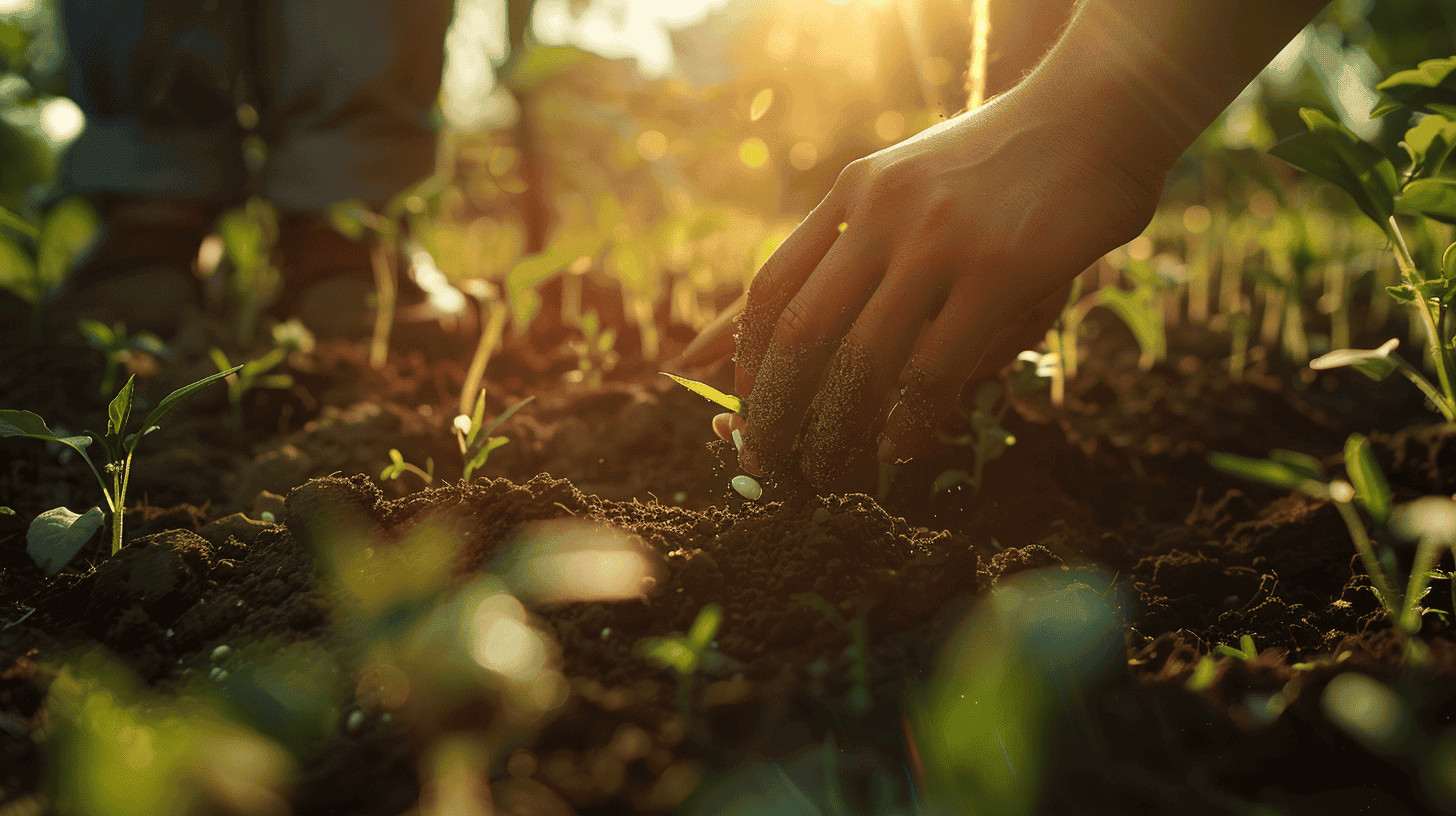 12 Tips for Traveling Sustainably and Reducing Your Carbon Footprint 8 close-up hand planting a plant