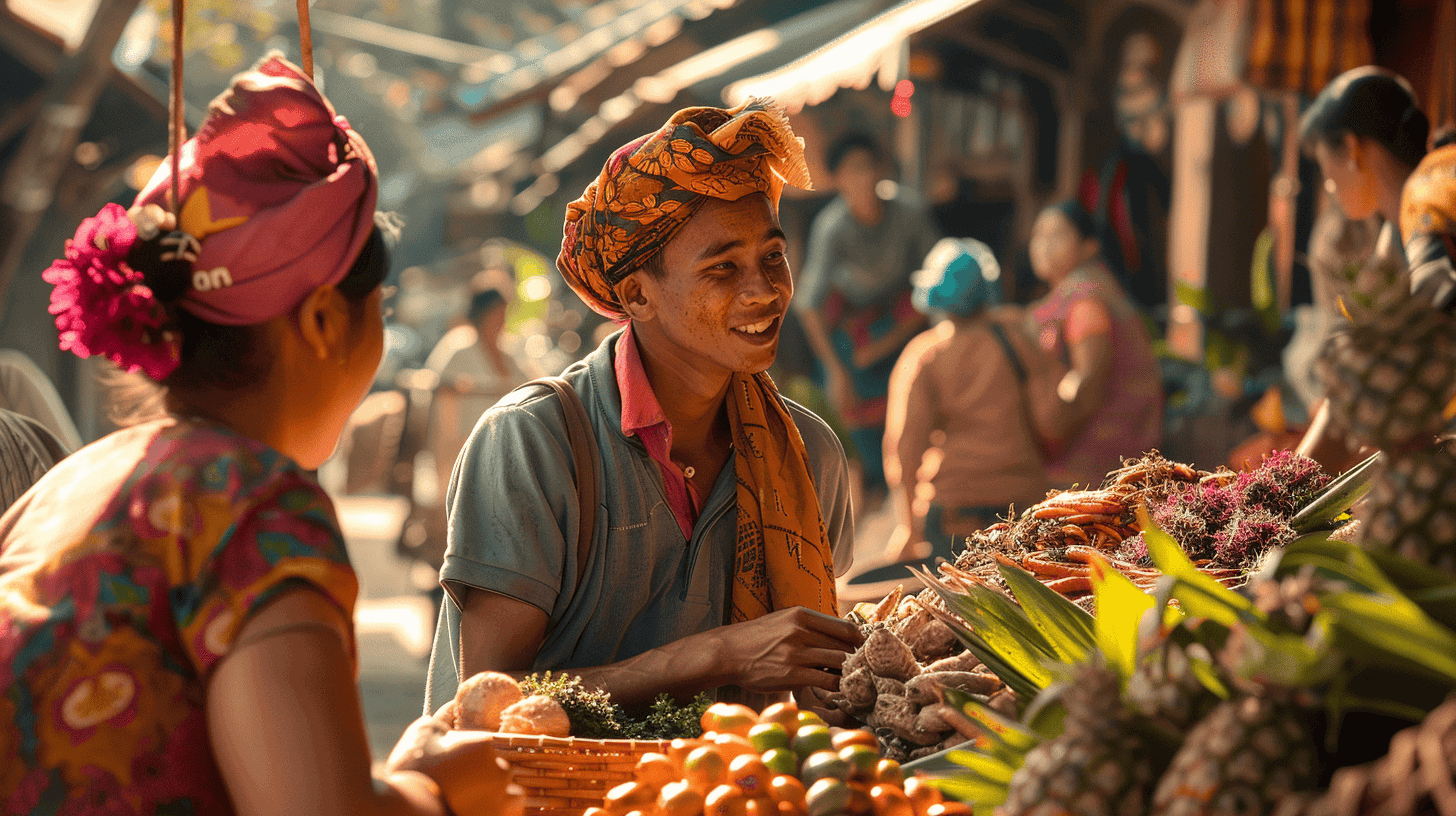 12 Tips for Traveling Sustainably and Reducing Your Carbon Footprint 5 people at the market