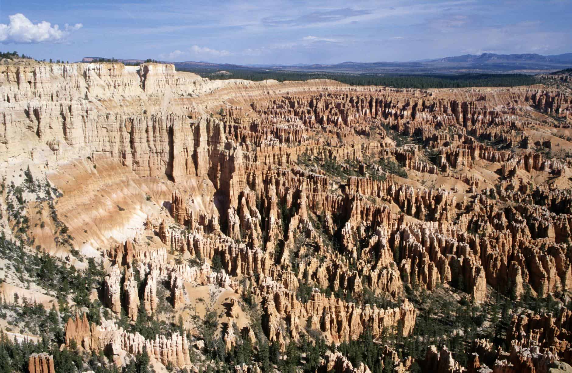 Breathtaking aerial view of the unique hoodoos in Bryce Canyon, Utah, USA.