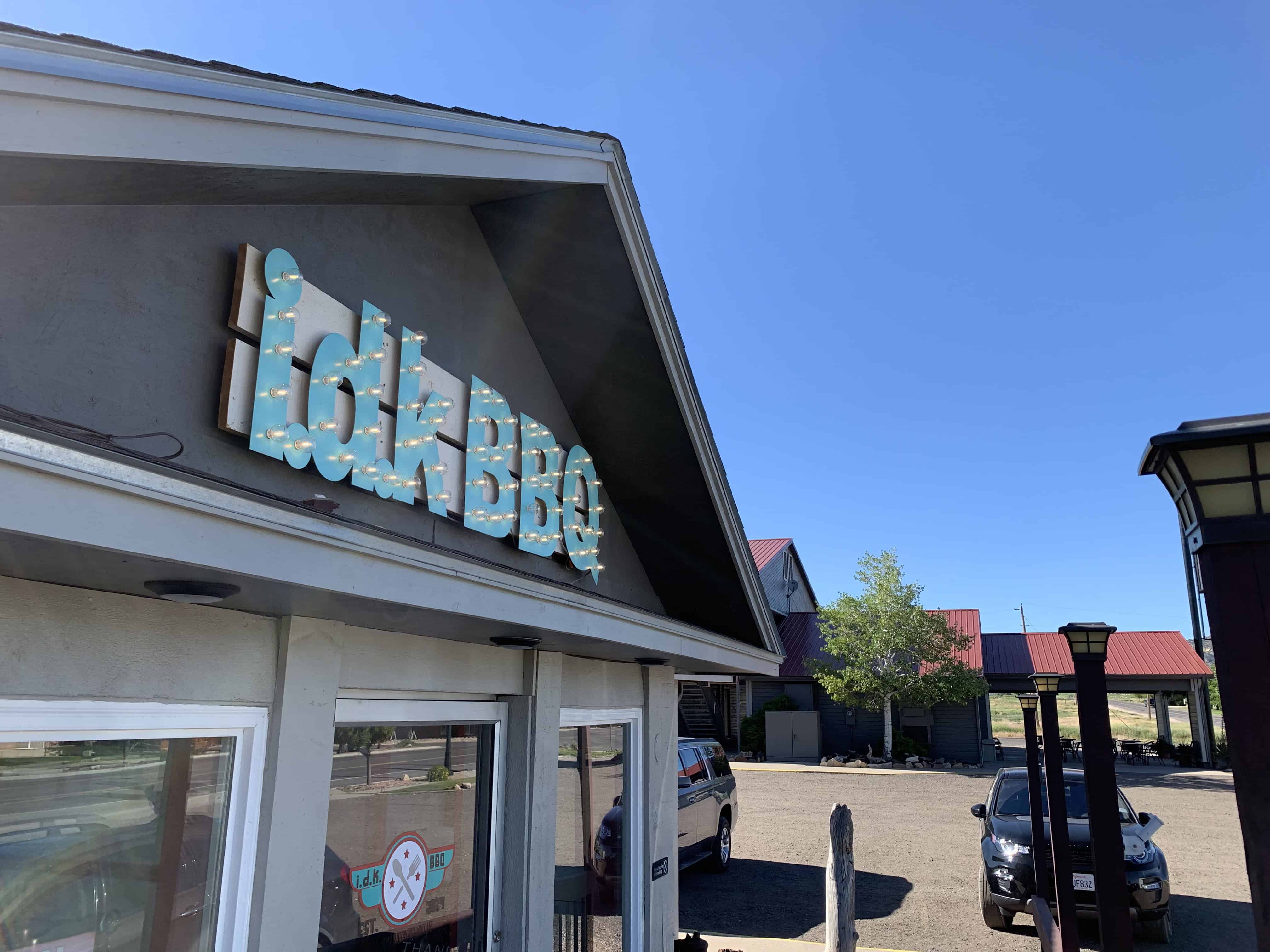 Bryce Canyon After Dark: The Most Underrated Mighty 5 Stop 3 The outside of IDK Barbecue in Tropic Utah
