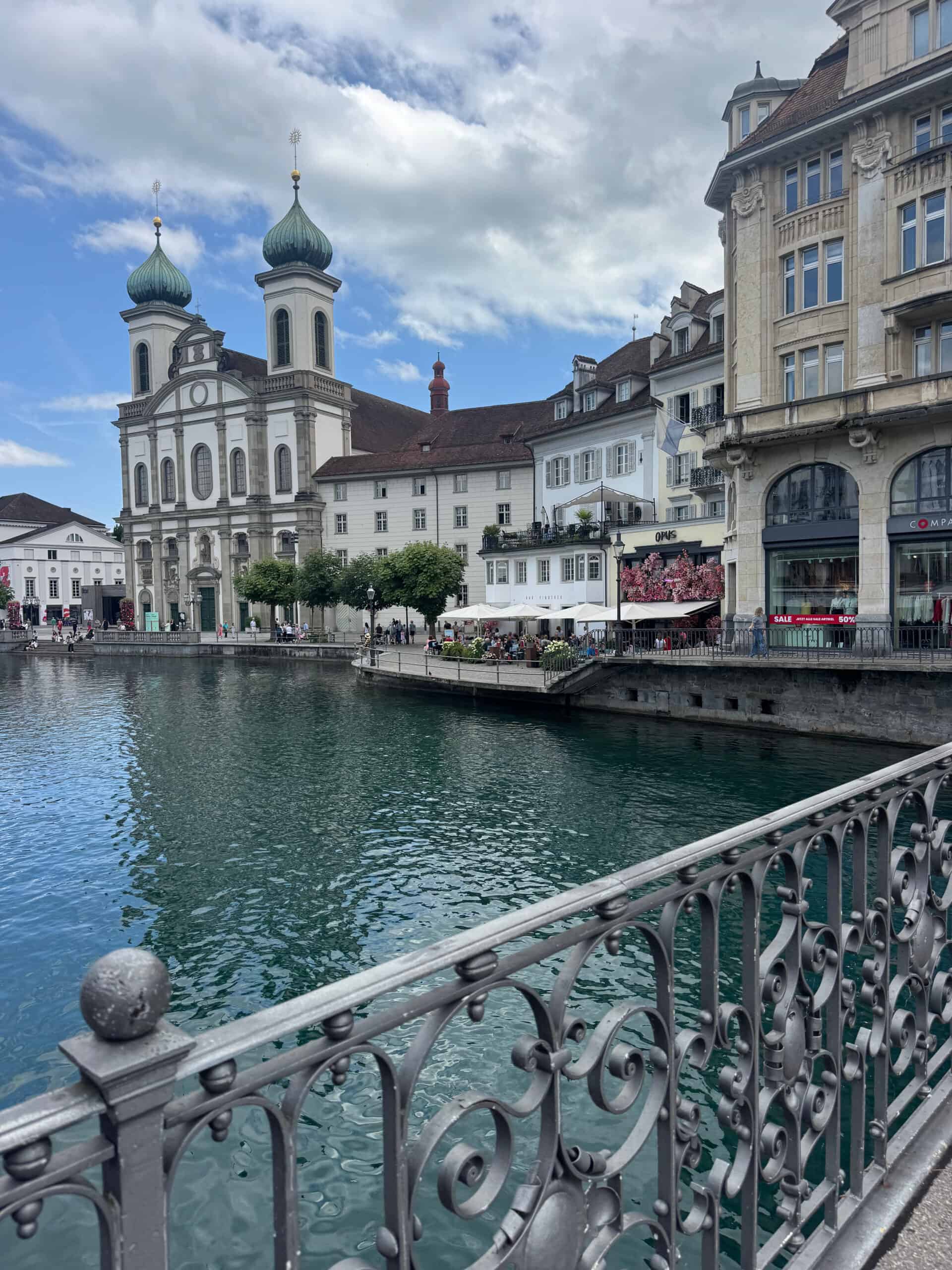 Waterfront buildings and church towers in Lucerne