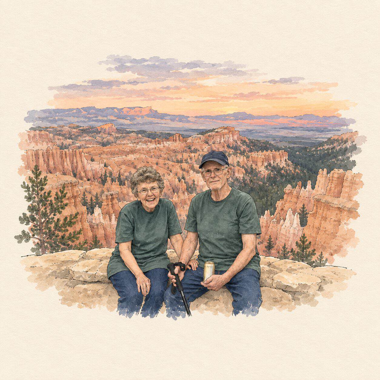 Storybook illustration based on our photograph: bryce canyon after dark
