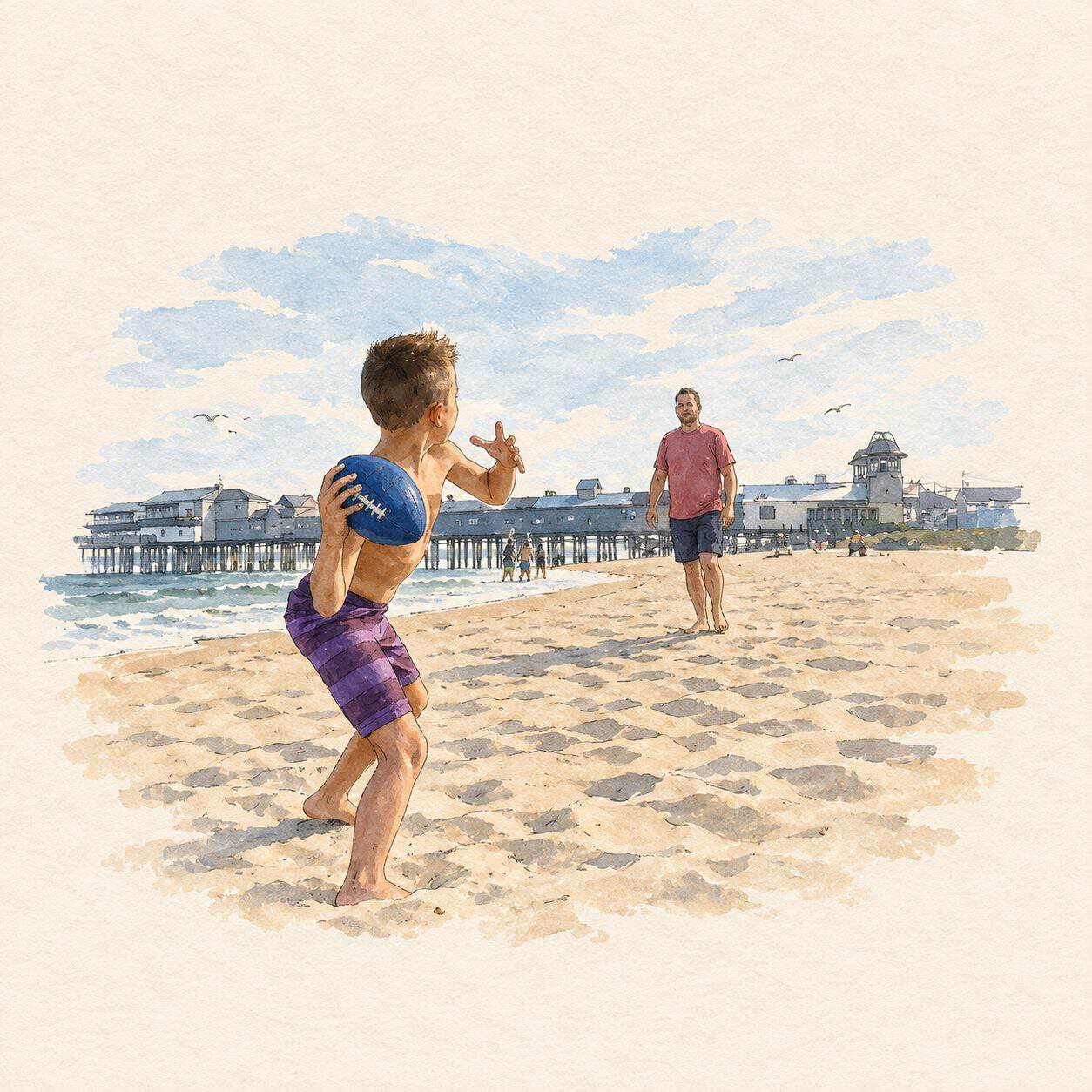 Storybook illustration based on our photograph: football fields
