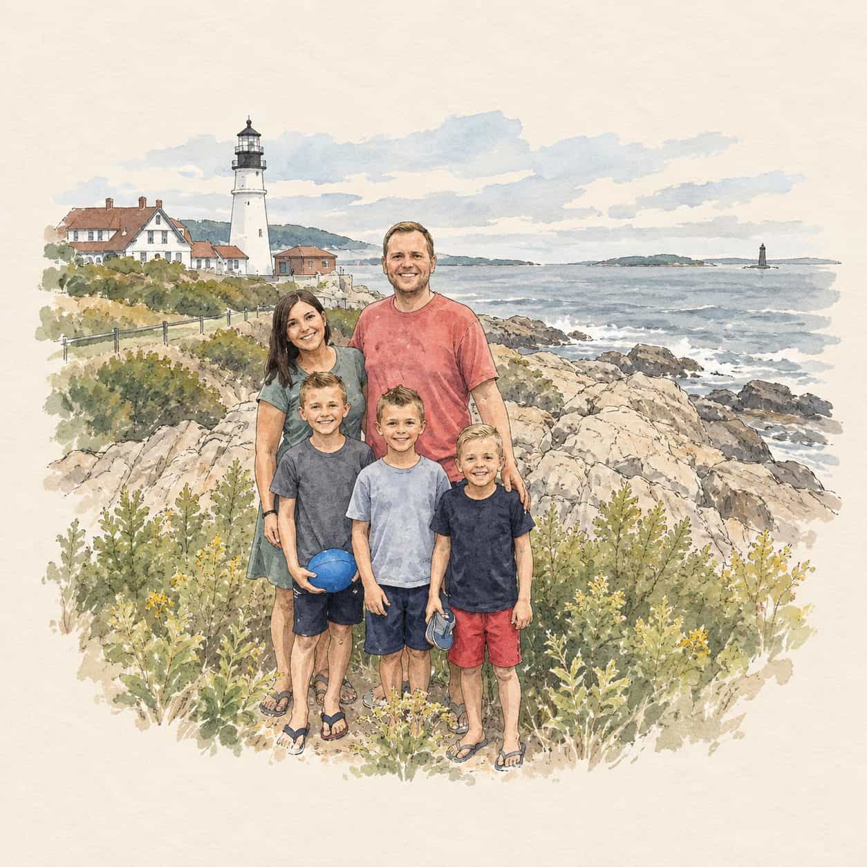 Storybook illustration based on our photograph: maine