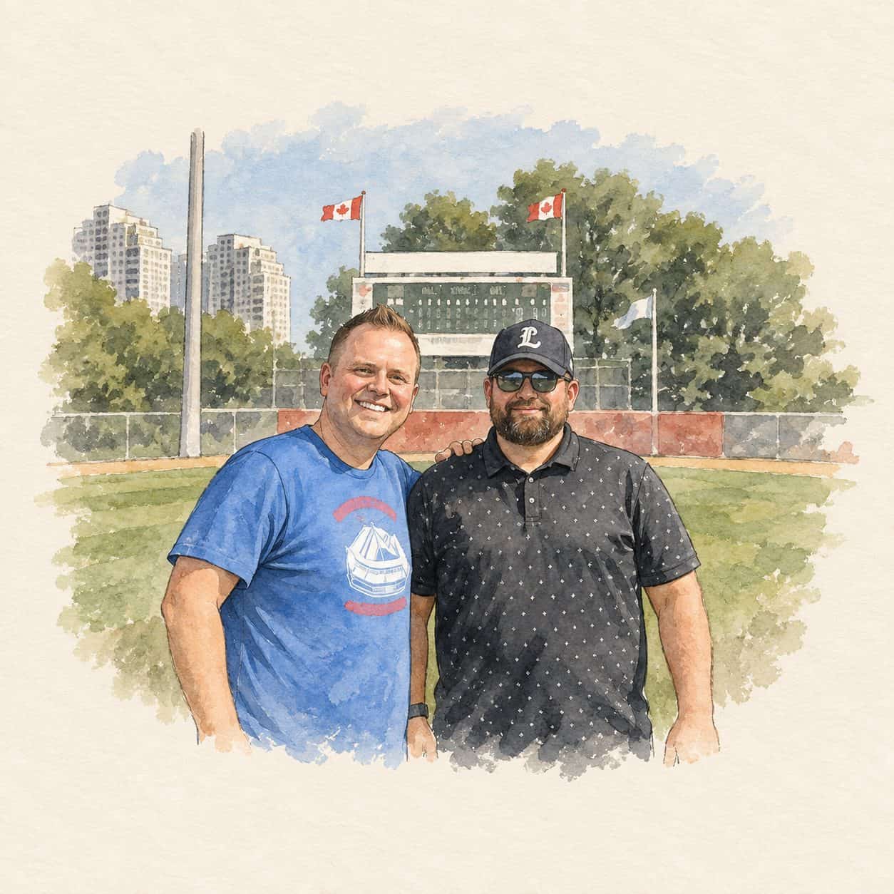 Storybook illustration based on our photograph: oldest baseball field trip