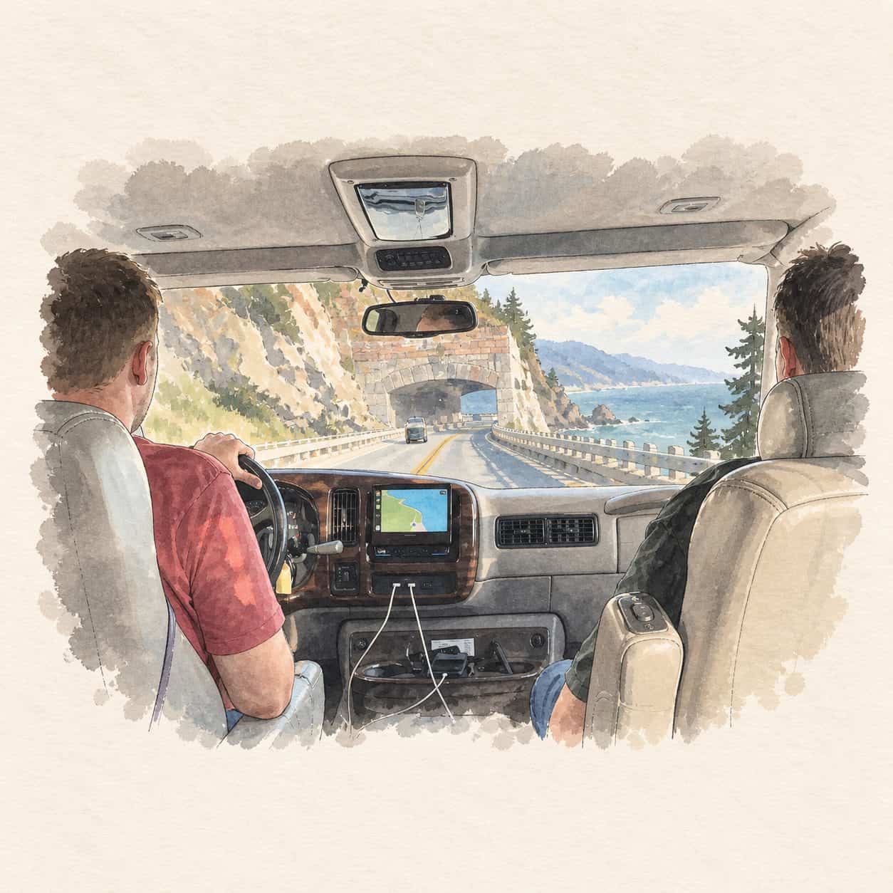 Storybook illustration based on our photograph: redwoods pch