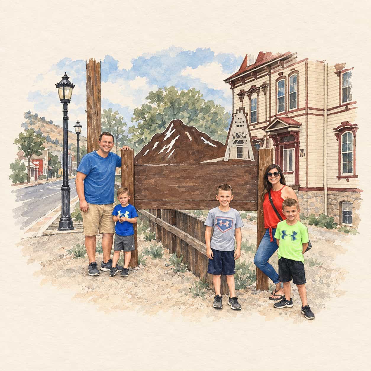 Storybook illustration based on our photograph: reno virginia city