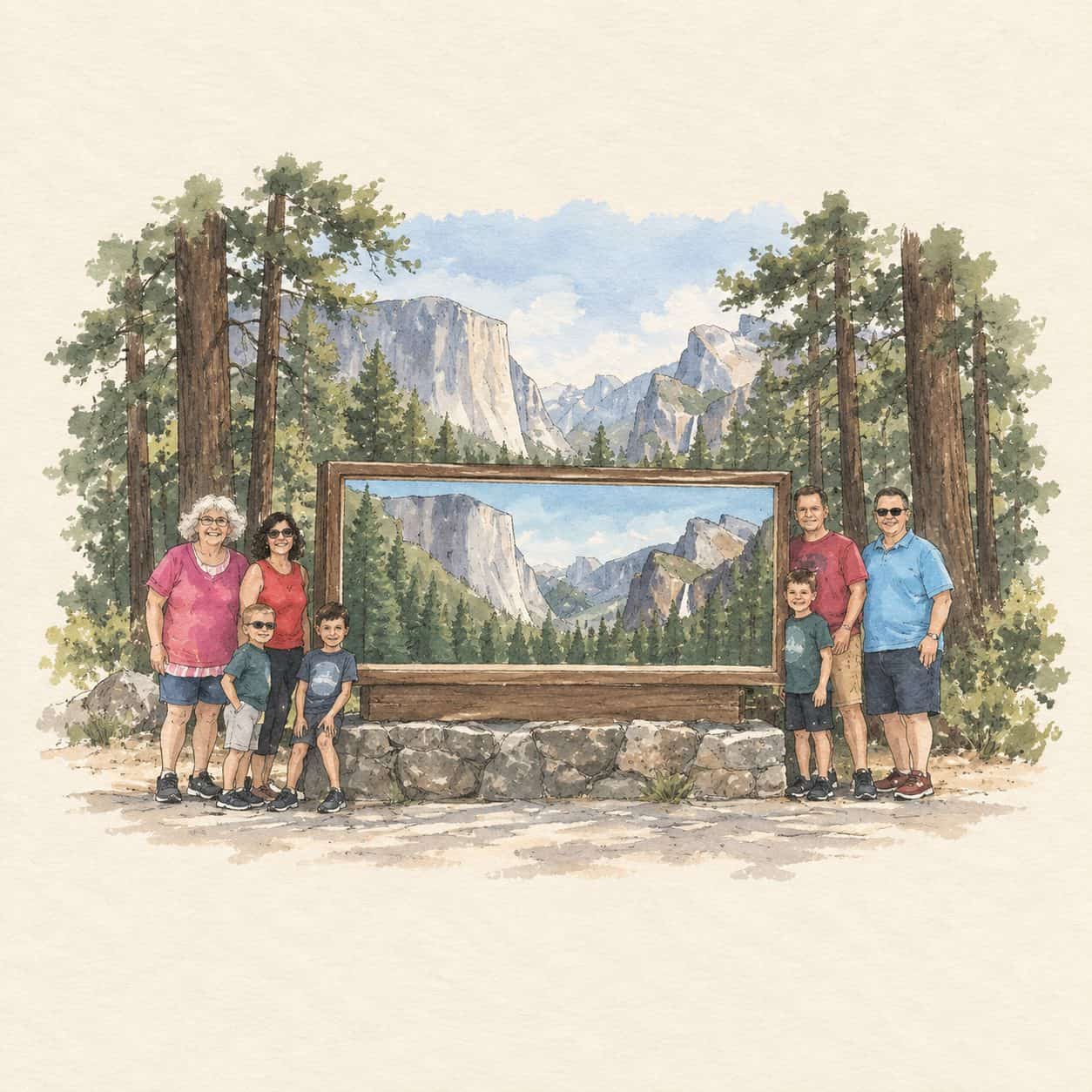 Storybook illustration based on our photograph: yosemite
